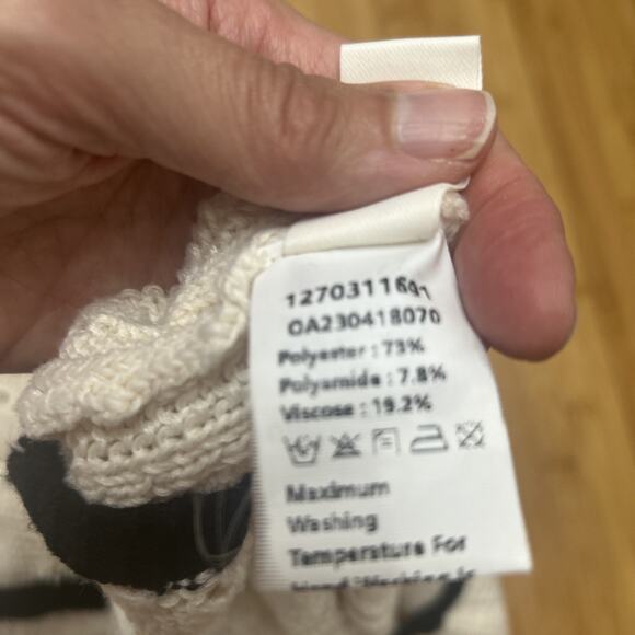 Boho Crochet Knit Maxi Dress – White with Black Trim Mediterranean Vibe Sz XL - Picture 8 of 8